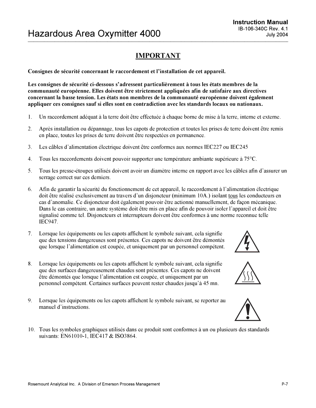 Emerson Process Management OXYMITTER 4000 instruction manual Hazardous Area Oxymitter 