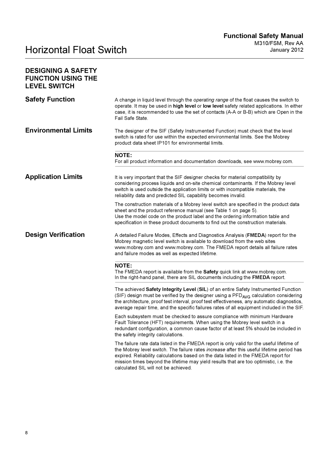 Emerson Process Management M310/FSM, Rev AA manual Designing a Safety Function Using the Level Switch 