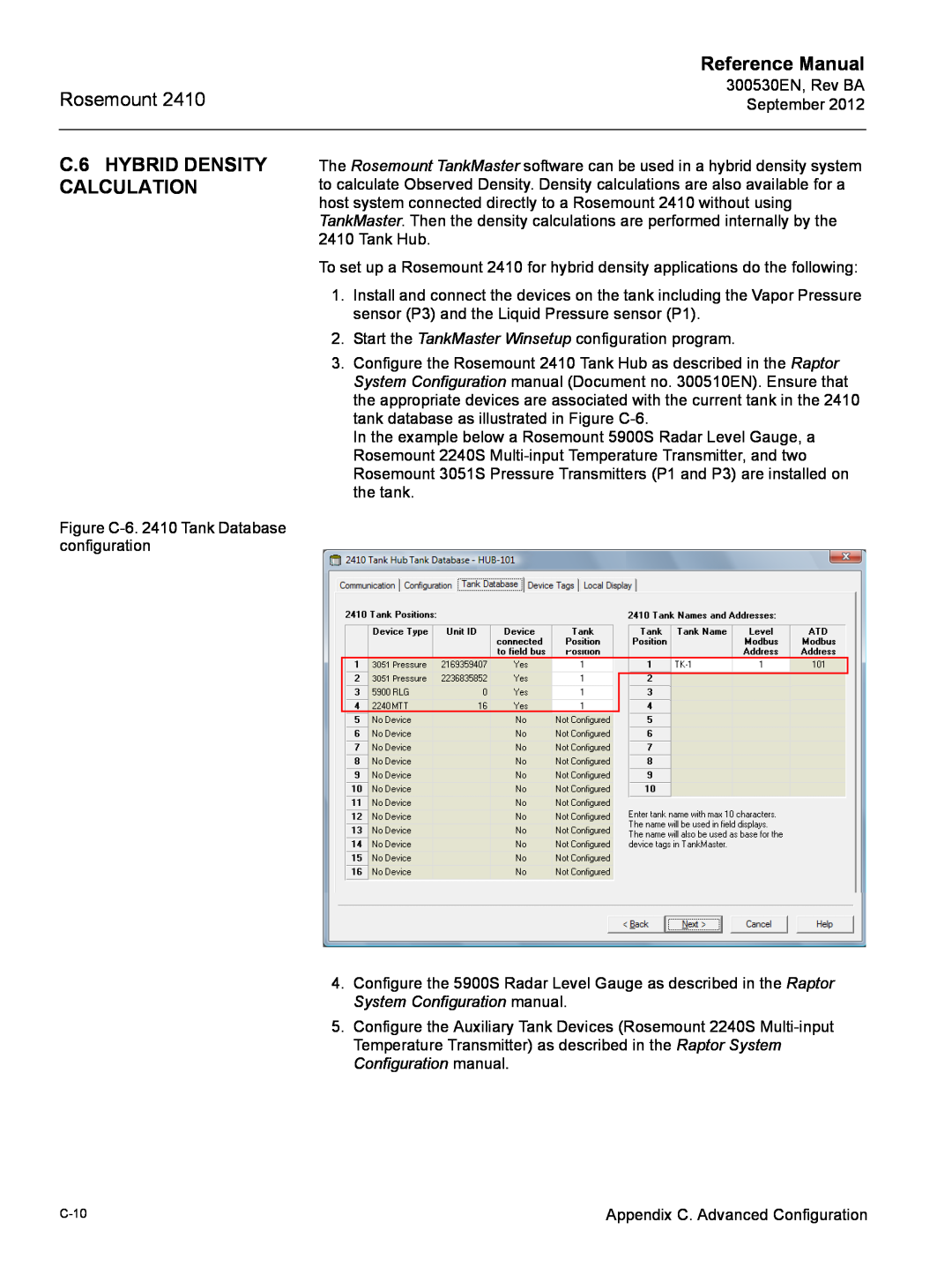 Emerson Process Management Rosemount 2410 manual C.6 HYBRID DENSITY CALCULATION, Reference Manual, C-10 