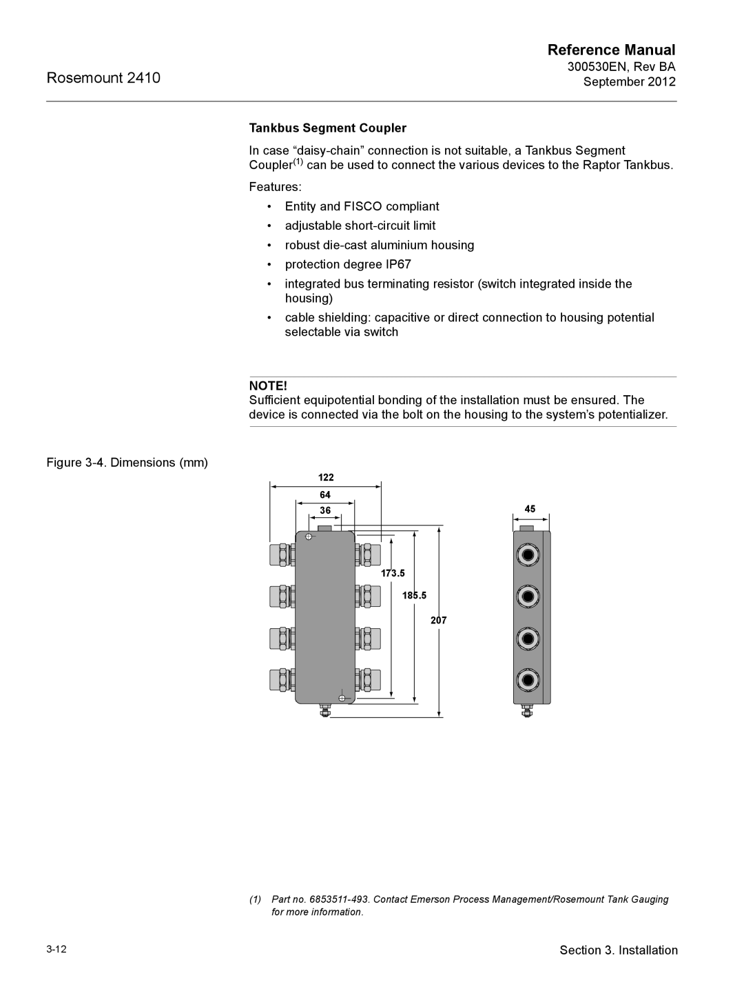 Emerson Process Management Rosemount 2410 manual Tankbus Segment Coupler, Reference Manual 