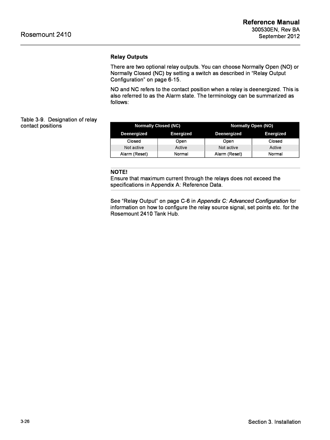 Emerson Process Management Rosemount 2410 manual Relay Outputs, Reference Manual 