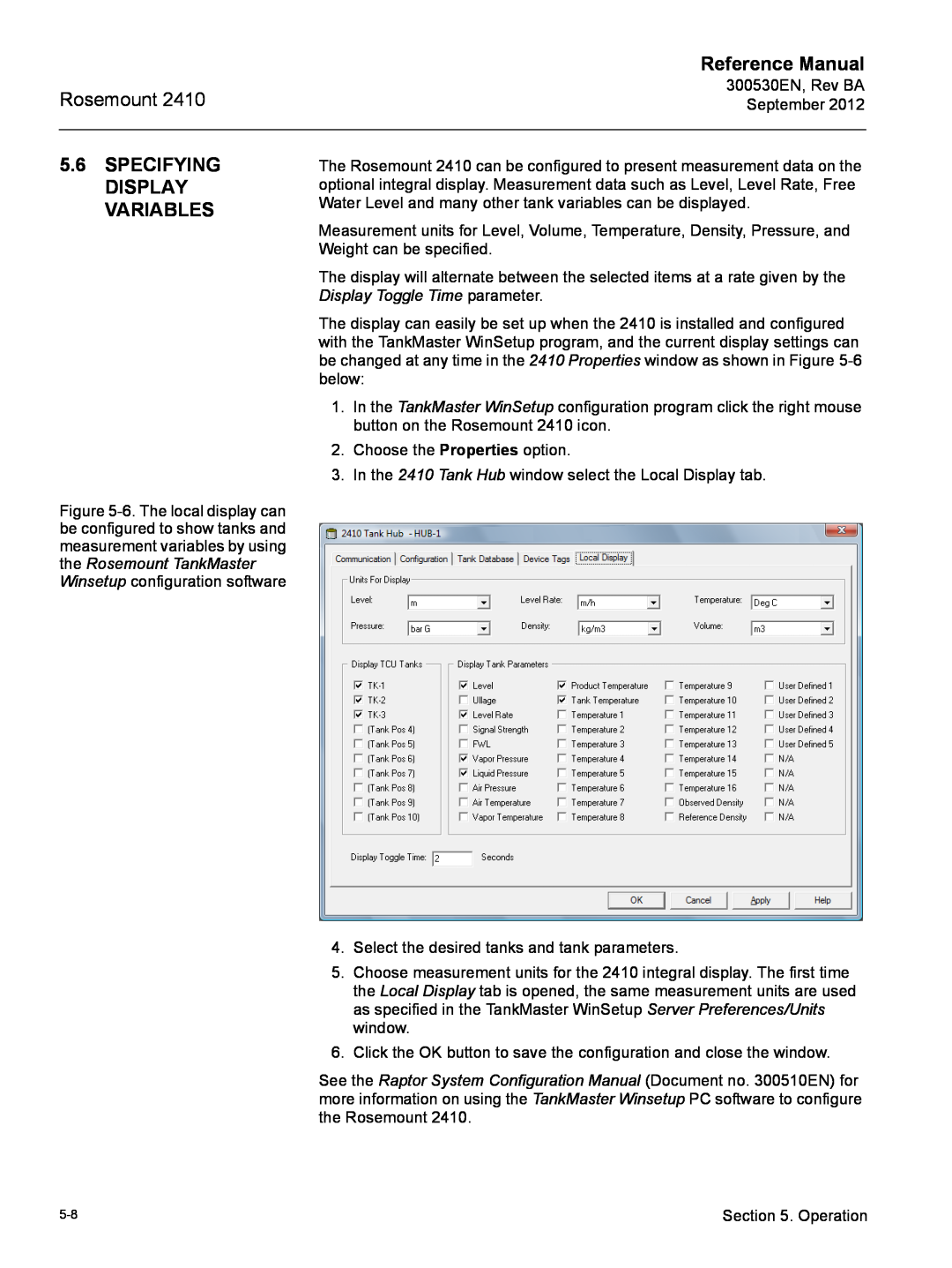 Emerson Process Management Rosemount 2410 manual Specifying Display Variables, Reference Manual 