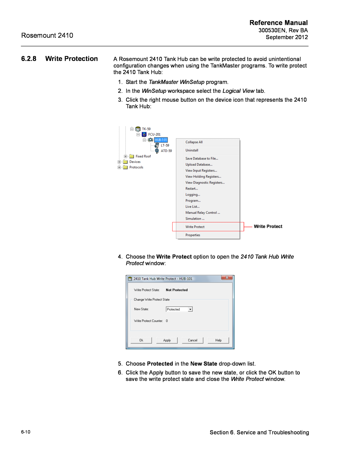 Emerson Process Management Rosemount 2410 manual Write Protection, Reference Manual 