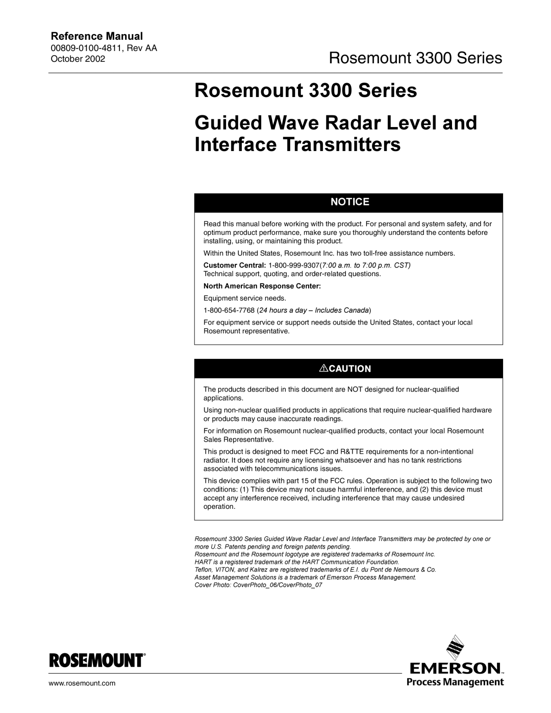 Emerson Process Management rosemount 3300 series manual 5RVHPRXQW6HULHV, QWHUIDFH7UDQVPLWWHUV 