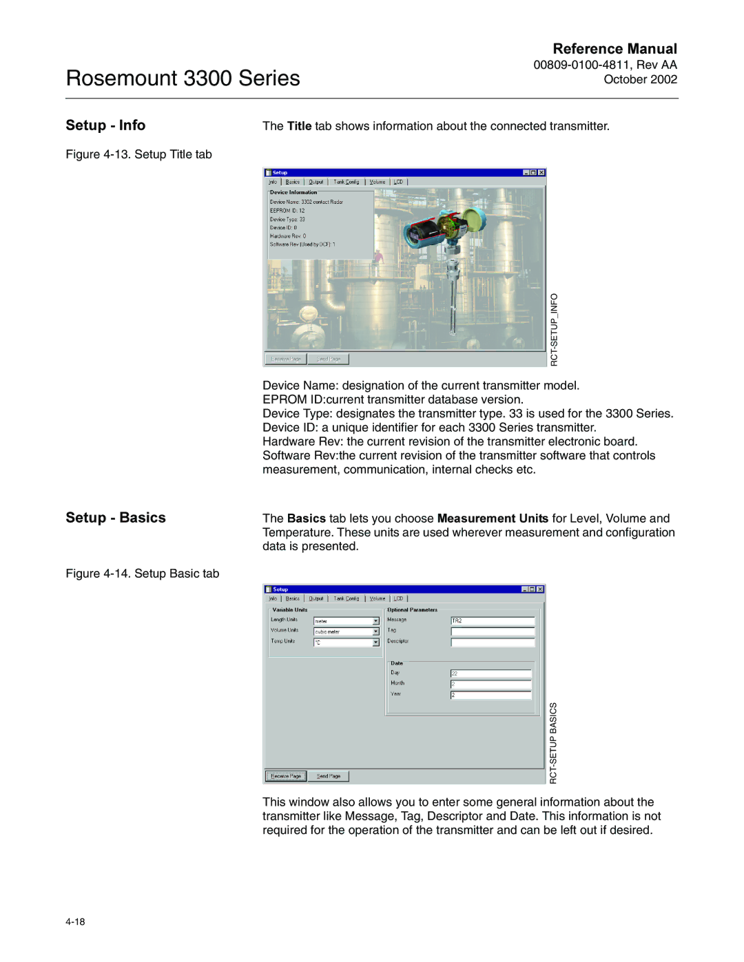 Emerson Process Management rosemount 3300 series manual 6HWXS,QIR, 6HWXS%DVLFV 