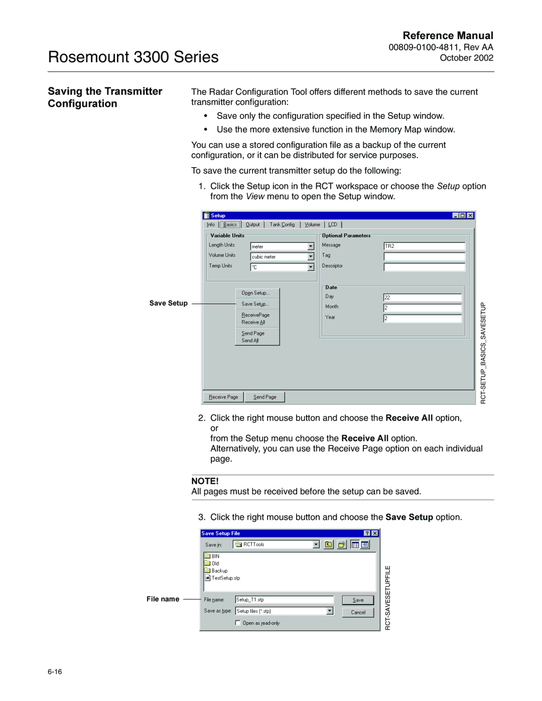 Emerson Process Management rosemount 3300 series manual Rqiljxudwlrq, 6DYLQJWKH7UDQVPLWWHU 