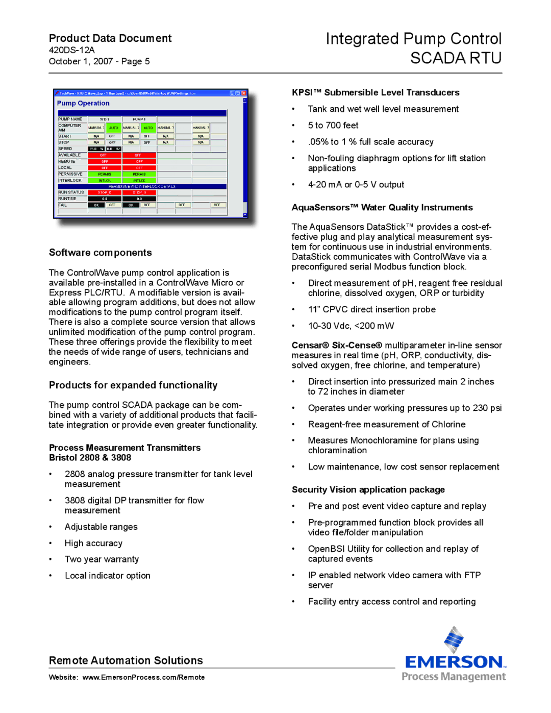 Emerson Process Management SCADA RTU manual Software components, Products for expanded functionality 