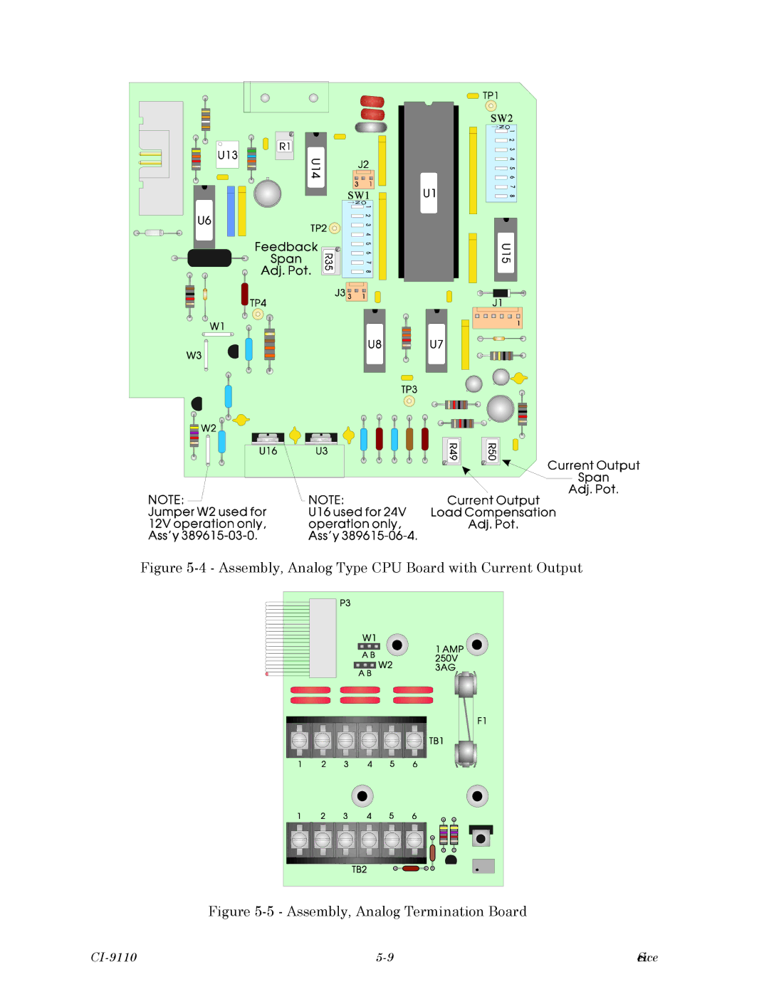 Emerson Process Management CI-9110, Series 9110, 9110-00A Assembly, Analog Type CPU Board with Current Output 