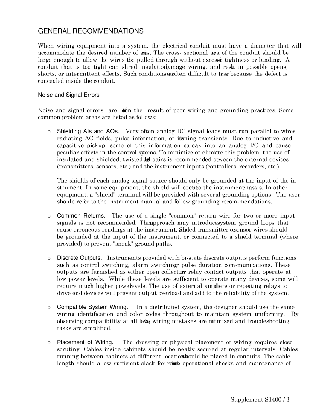 Emerson Process Management CI-9110, Series 9110, 9110-00A instruction manual General Recommendations, Noise and Signal Errors 