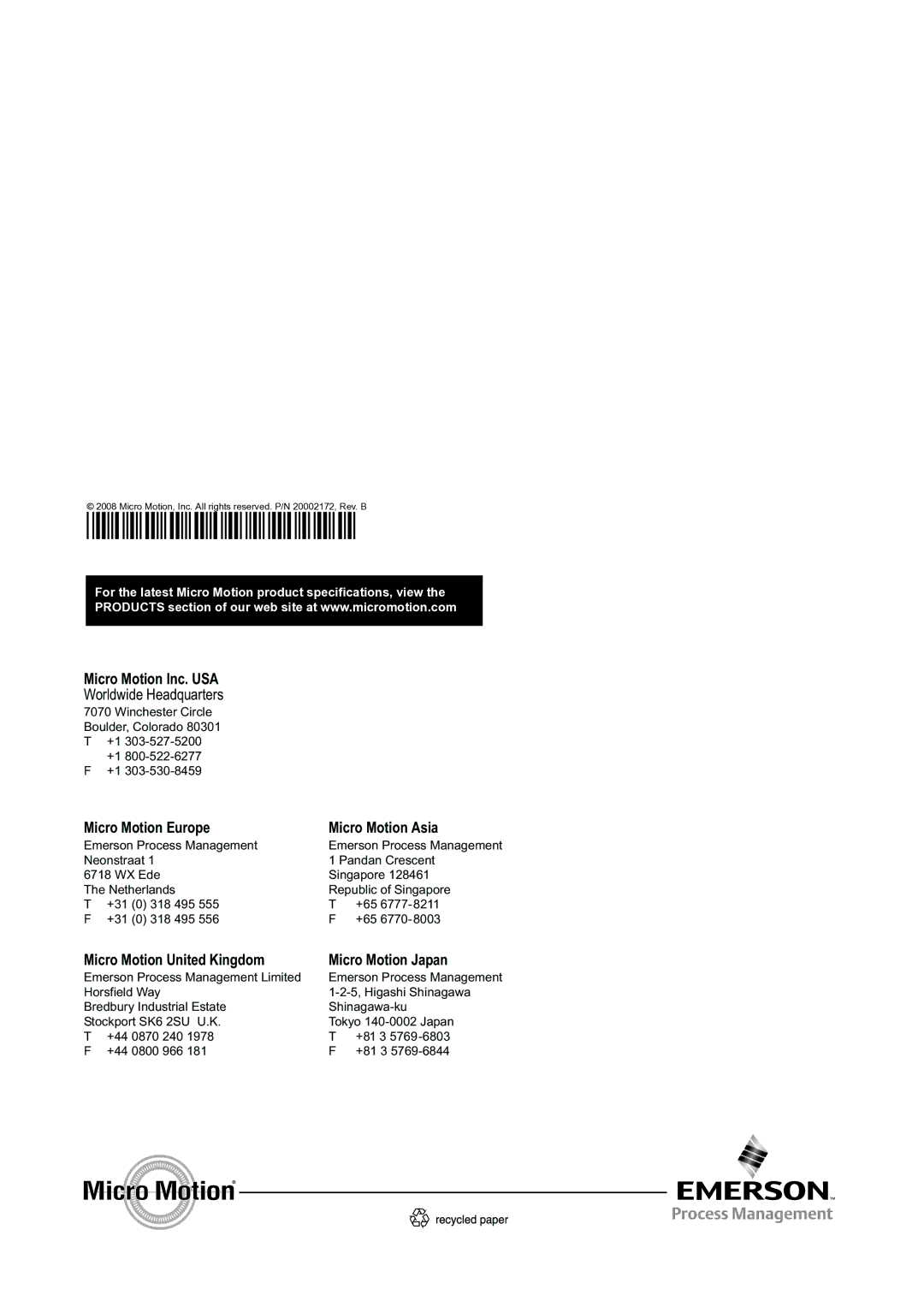 Emerson Process Management T-SERIES installation manual 20002172 