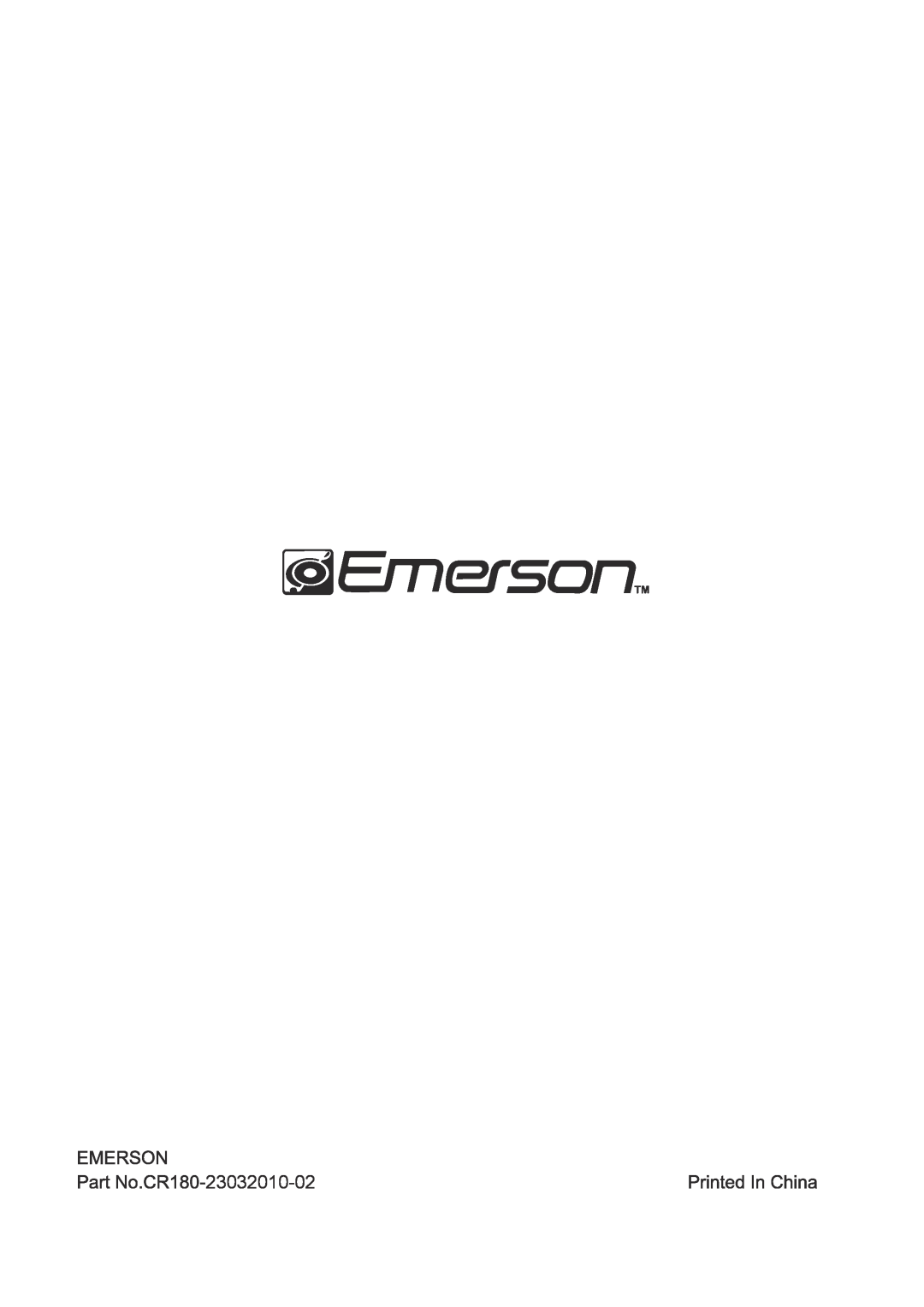 Emerson Refrigerator important safety instructions 23032010-02 