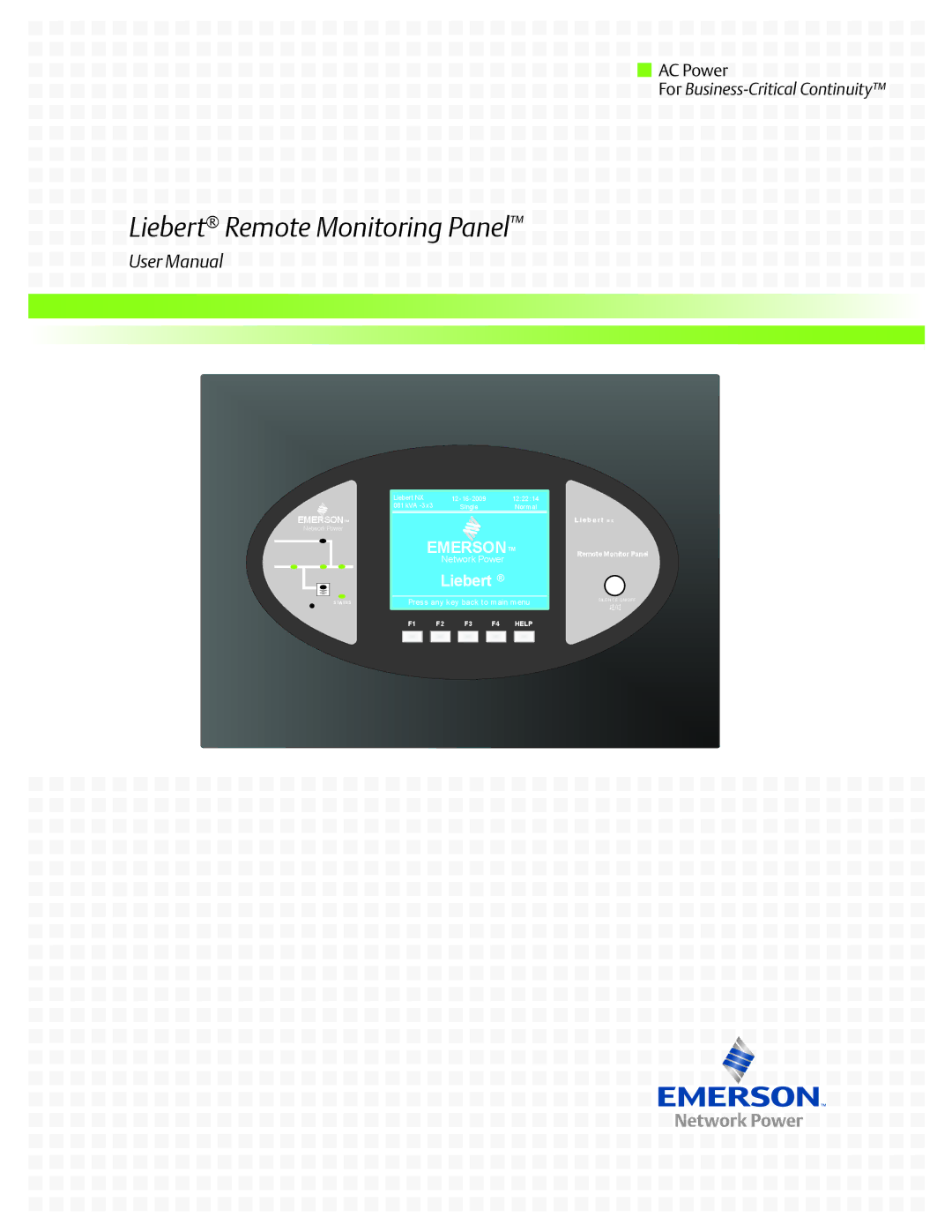 Emerson user manual Liebert Remote Monitoring Panel 