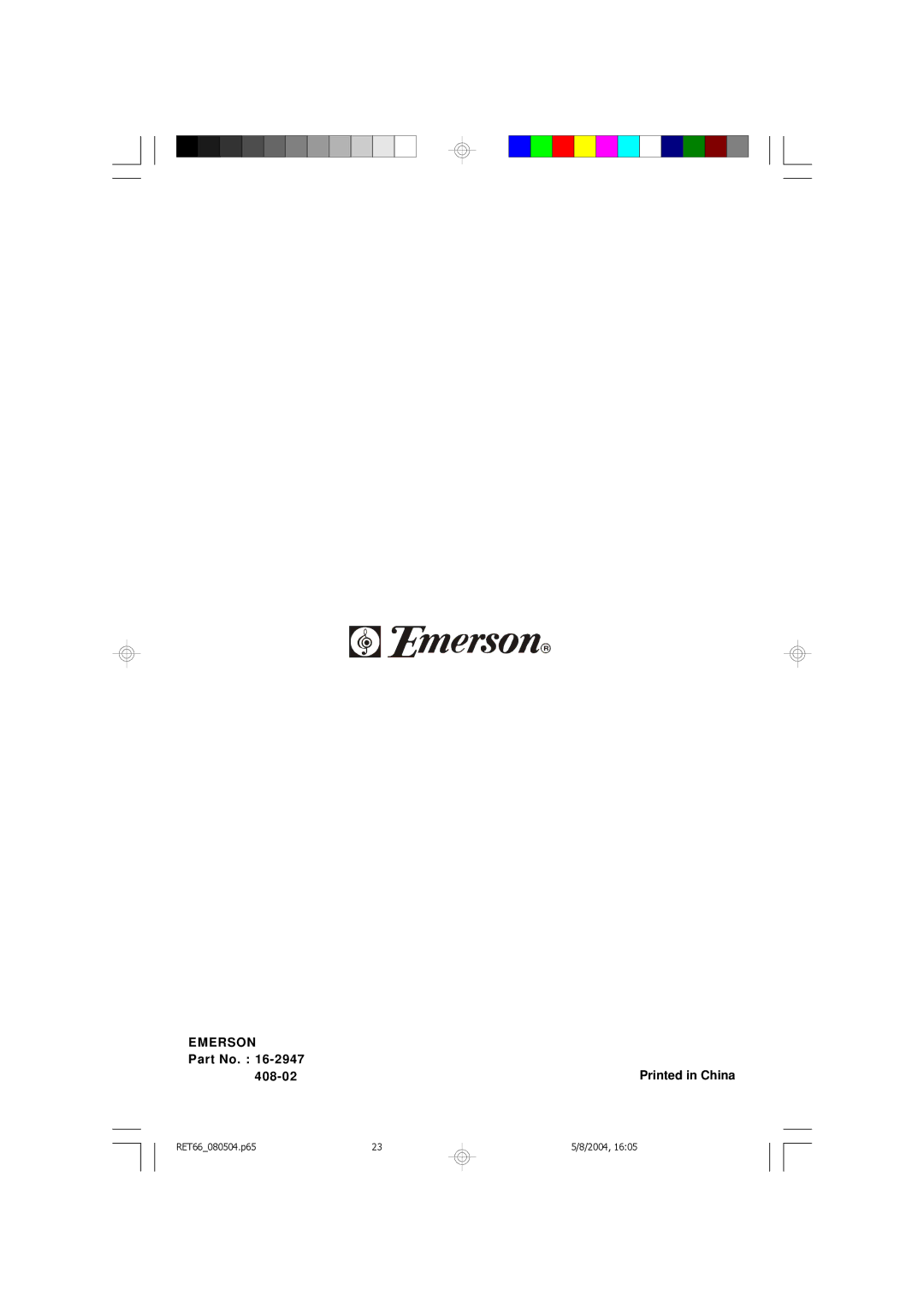 Emerson RET66BK, RET66TQ owner manual Emerson 