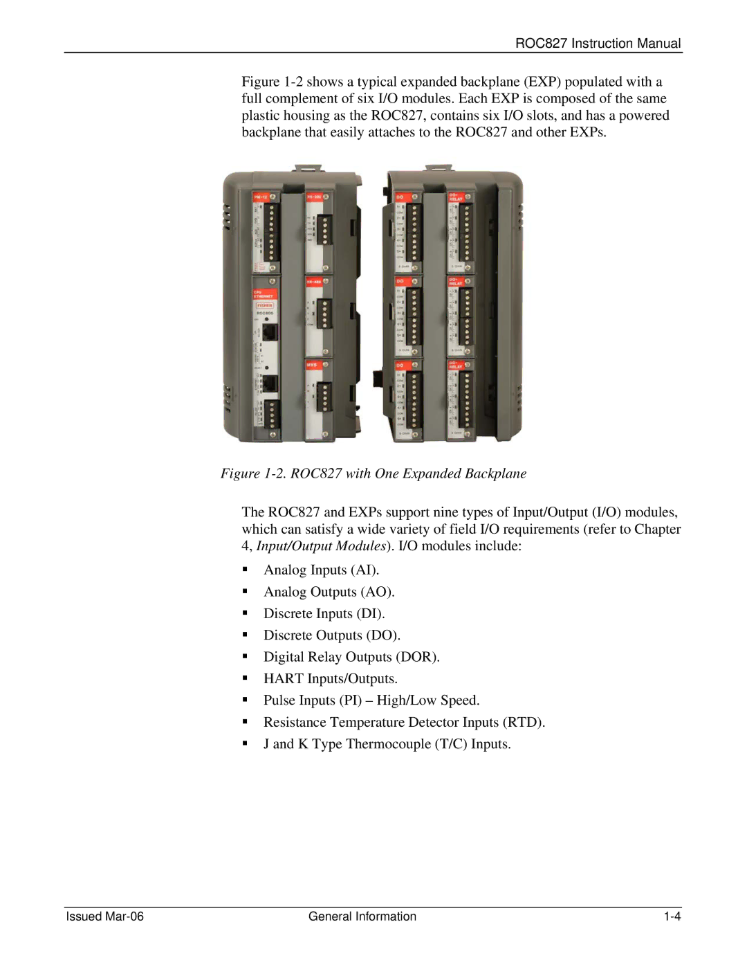 Emerson instruction manual ROC827 with One Expanded Backplane 