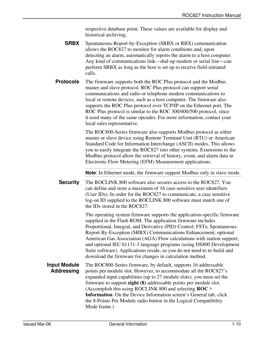 Emerson ROC827 instruction manual Issued Mar-06 General Information 