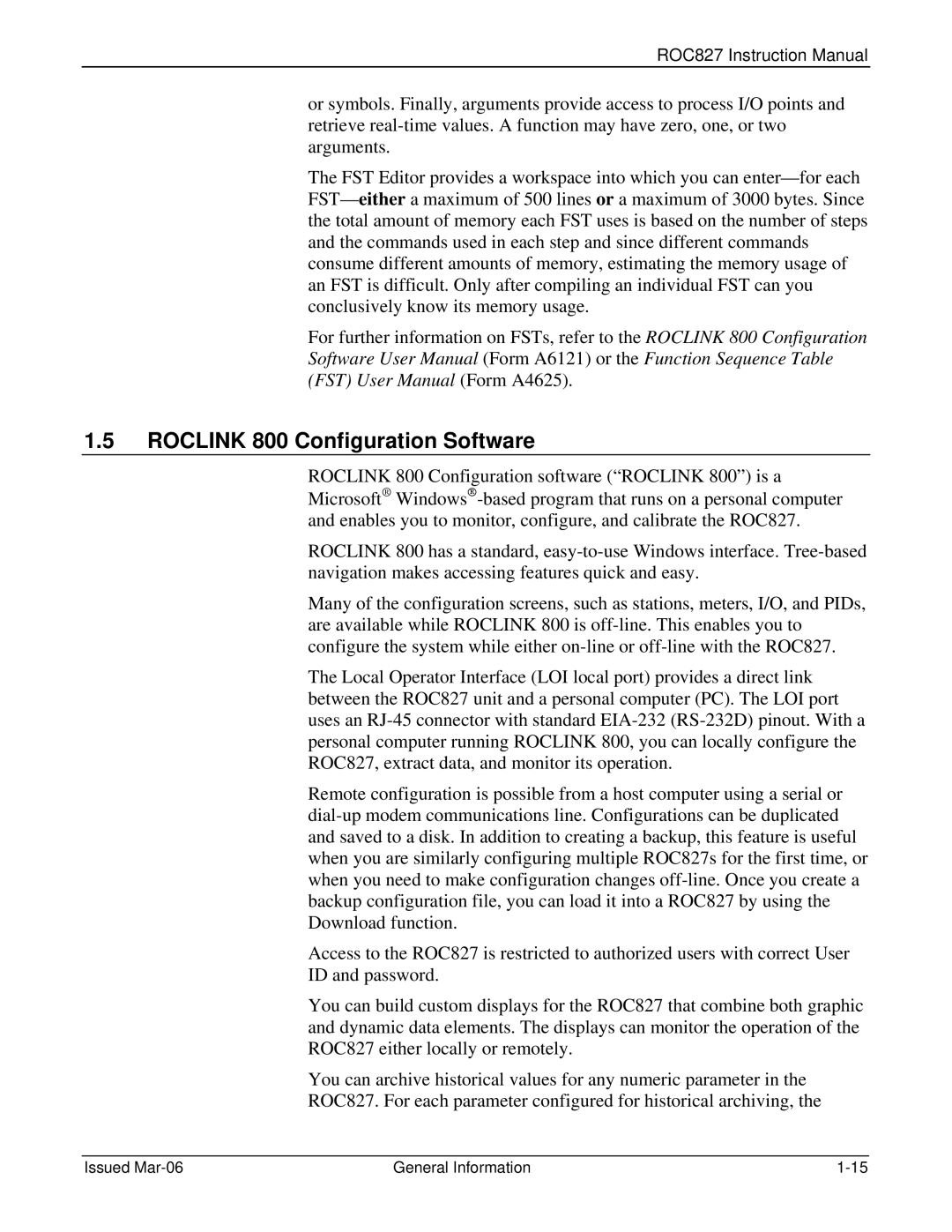 Emerson ROC827 instruction manual Roclink 800 Configuration Software 