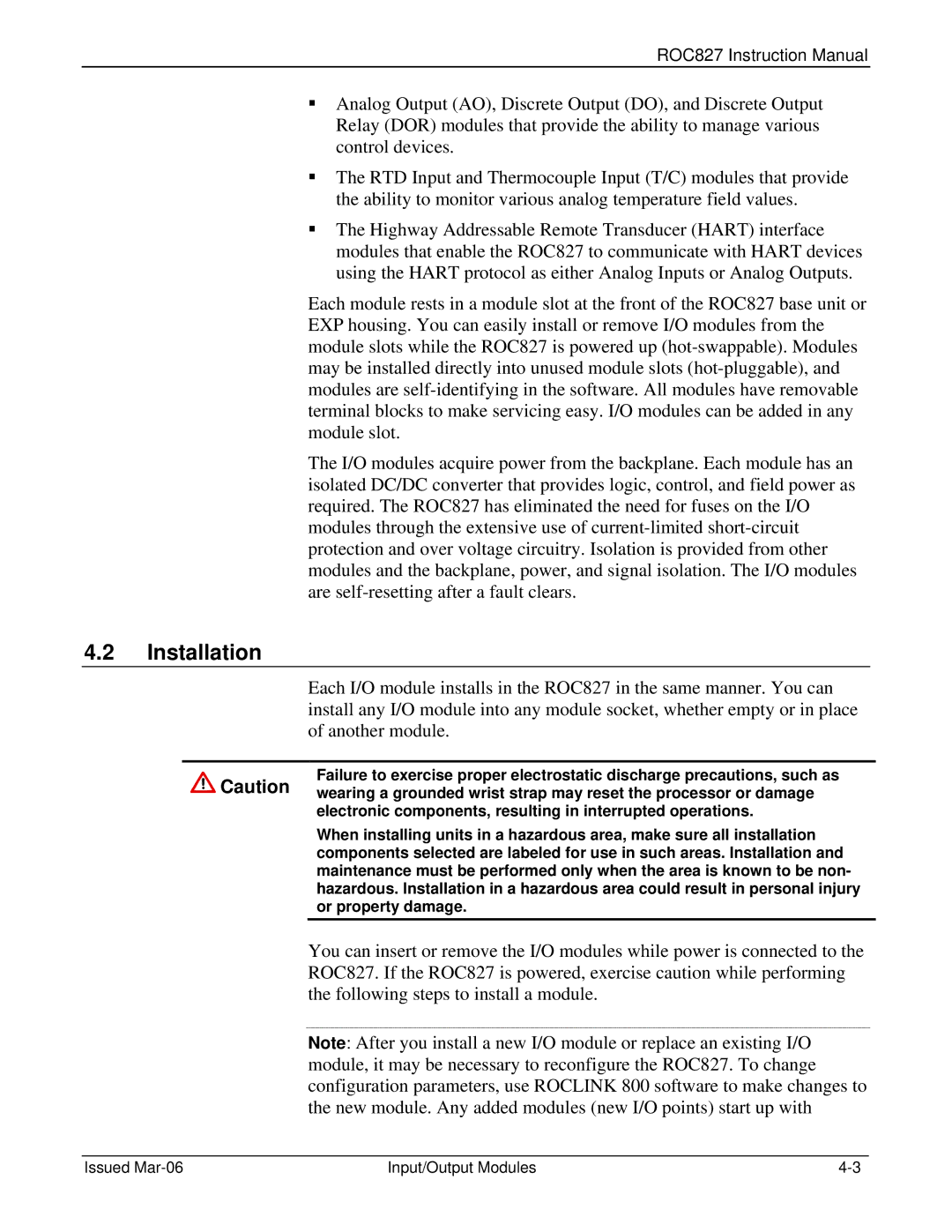 Emerson ROC827 instruction manual Installation, Electronic components, resulting in interrupted operations 