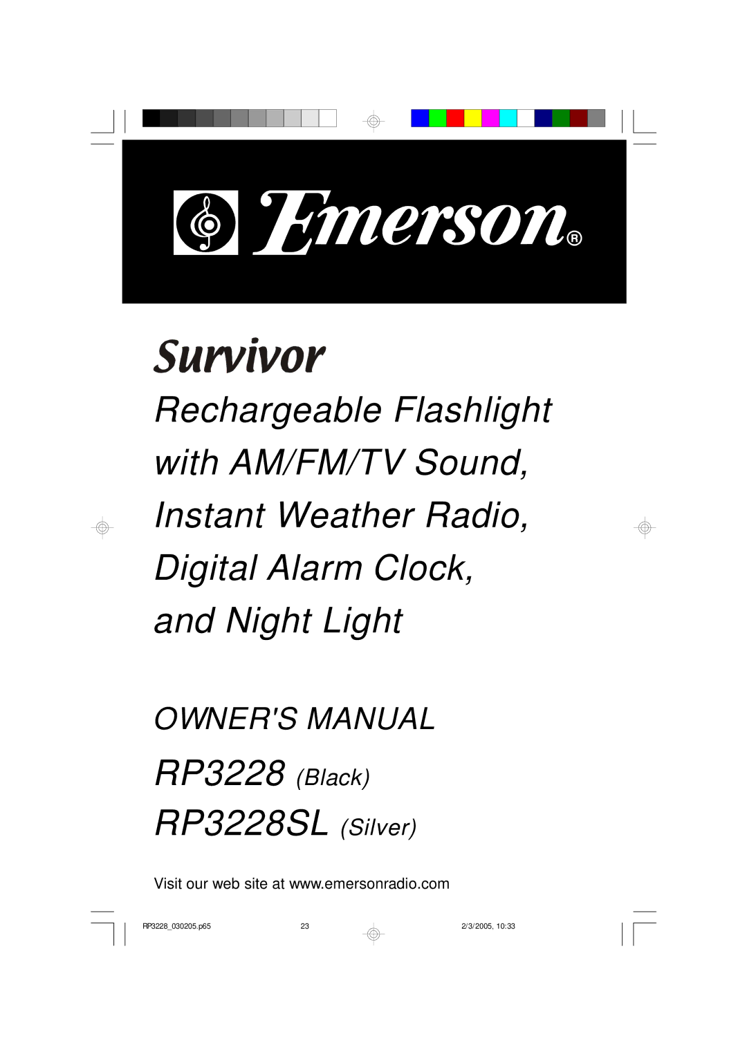 Emerson RP3228SL owner manual RP3228030205.p65 2005 