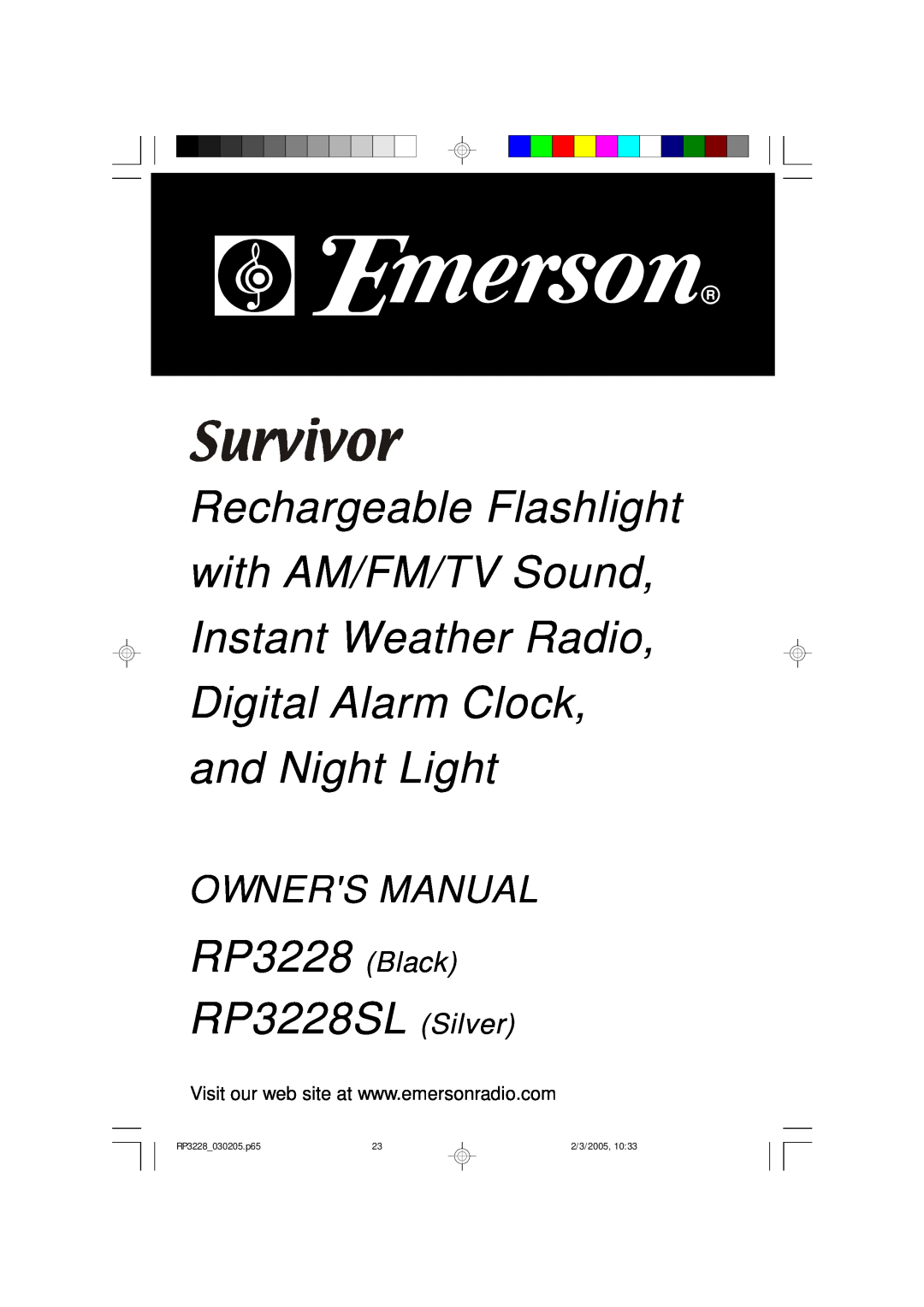 Emerson owner manual RP3228 Black RP3228SL Silver, RP3228 030205.p65, 2/3/2005 