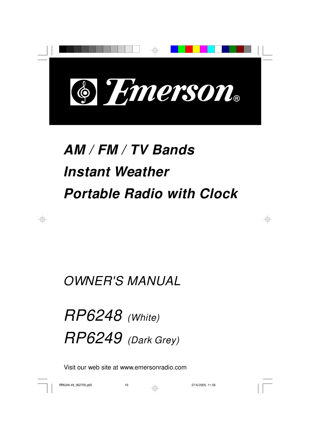 Emerson owner manual RP6248 RP6249 