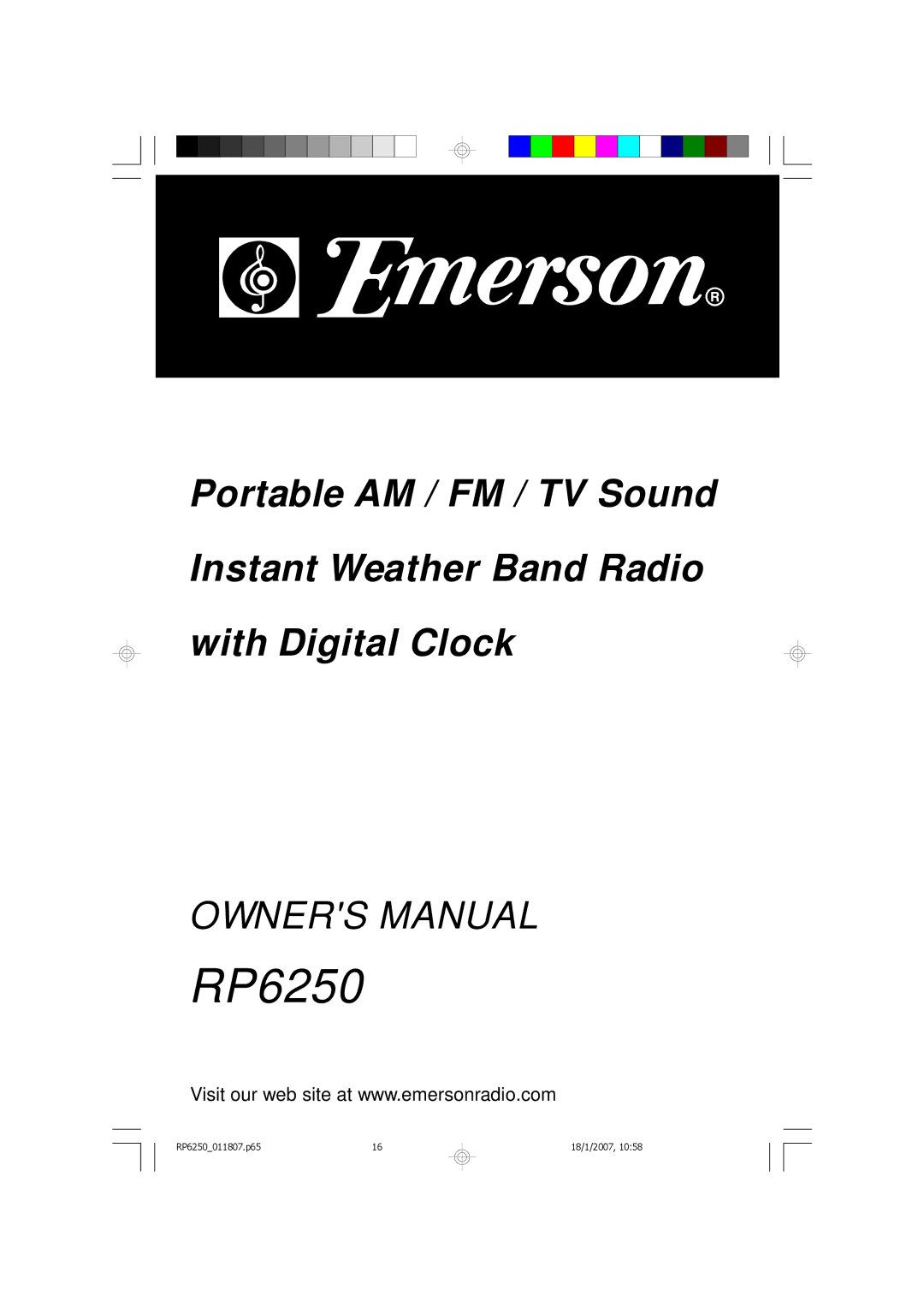 Emerson RP6250 owner manual 