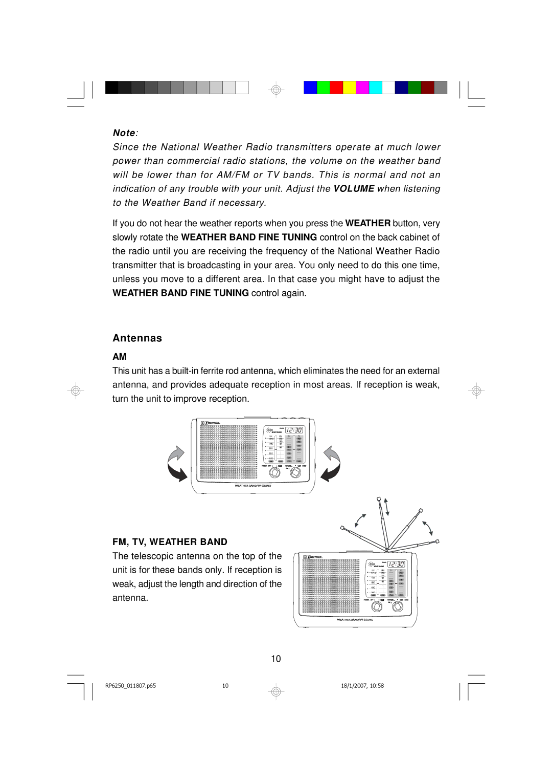 Emerson RP6250 owner manual Antennas 