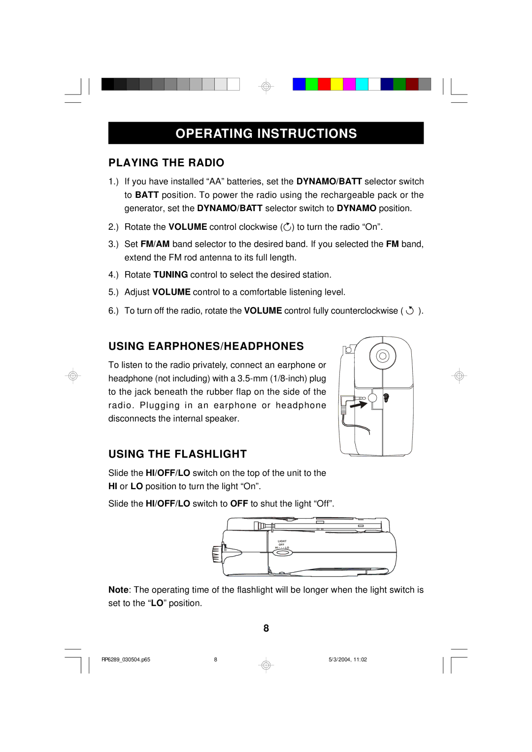 Emerson RP6289 owner manual Operating Instructions, Playing the Radio 