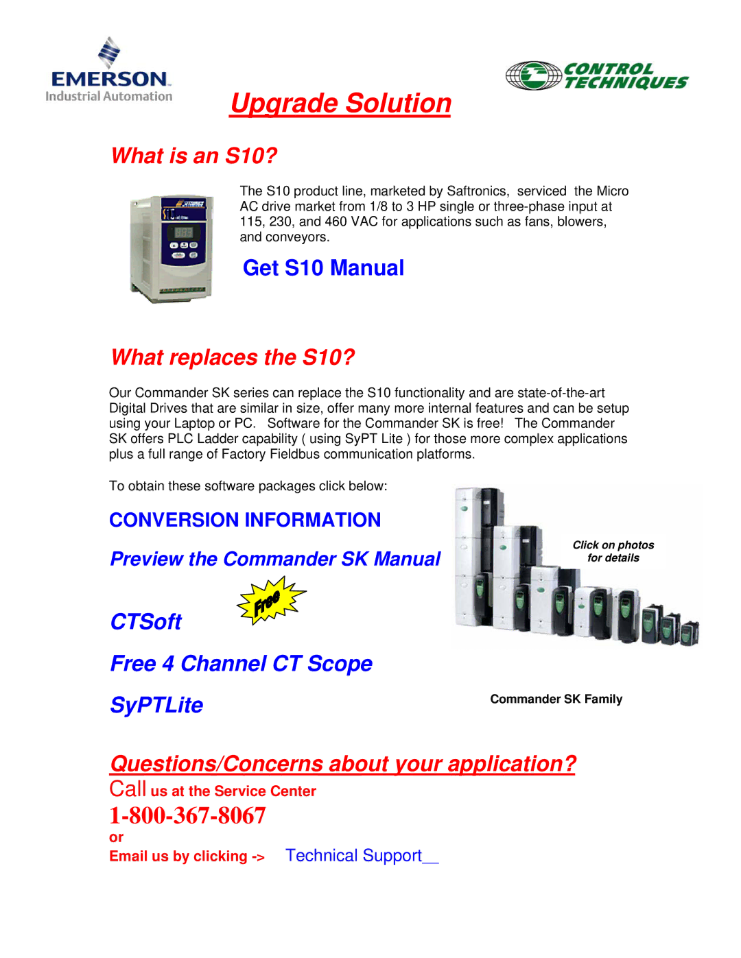 Emerson manual Upgrade Solution, What is an S10?, What replaces the S10?, Questions/Concerns about your application? 