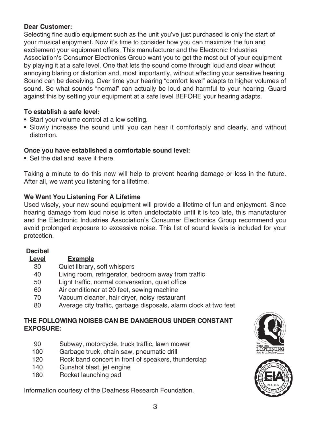 Emerson SB111, SB110A owner manual Eia S 