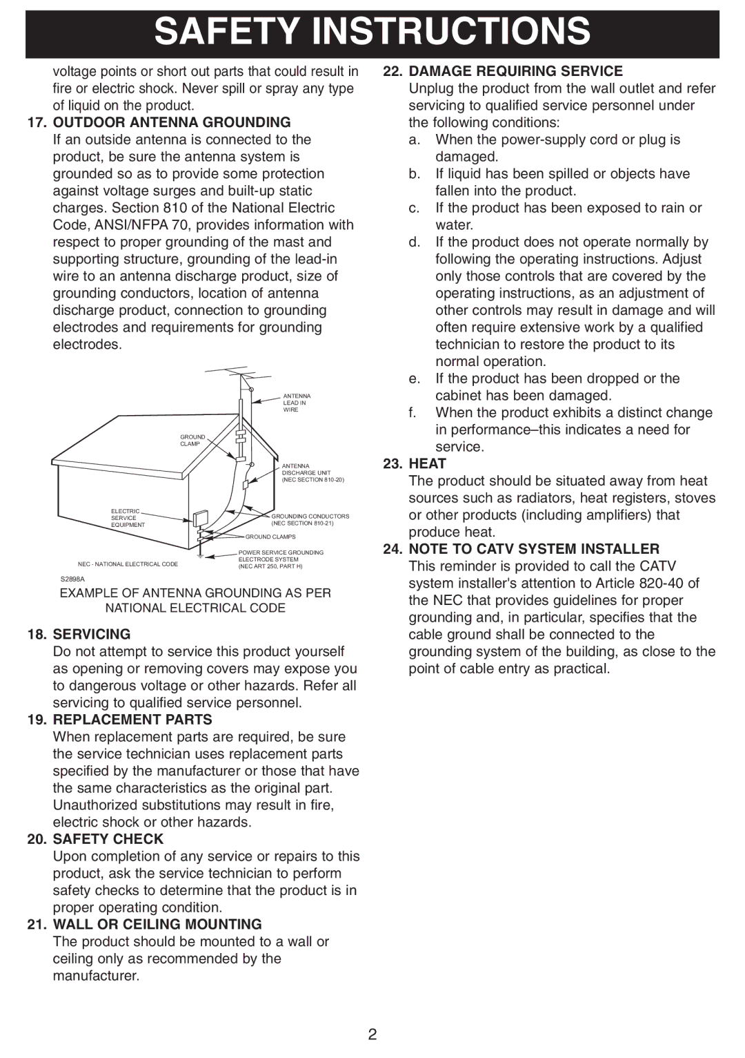 Emerson SB225 owner manual Wall or Ceiling Mounting 