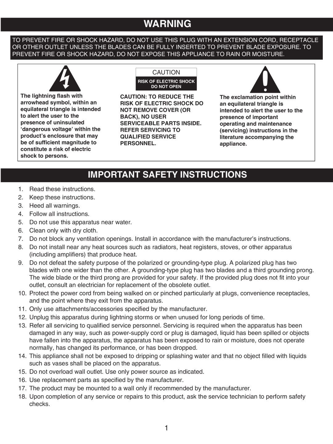 Emerson SB231, SB230 owner manual Important Safety Instructions 