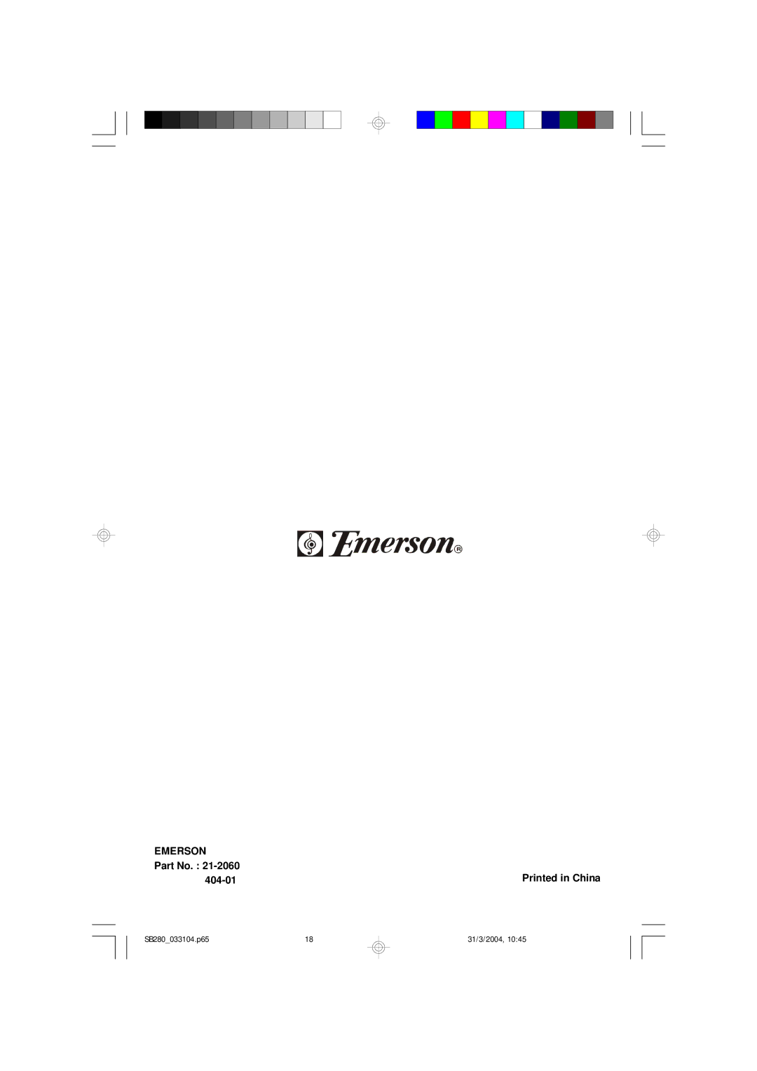 Emerson SB280 manual Emerson 