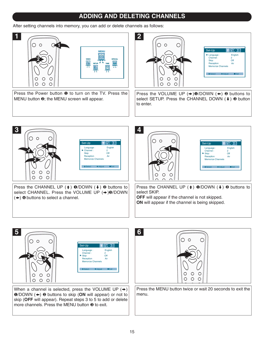 Emerson SB315 manual Adding and Deleting Channels 