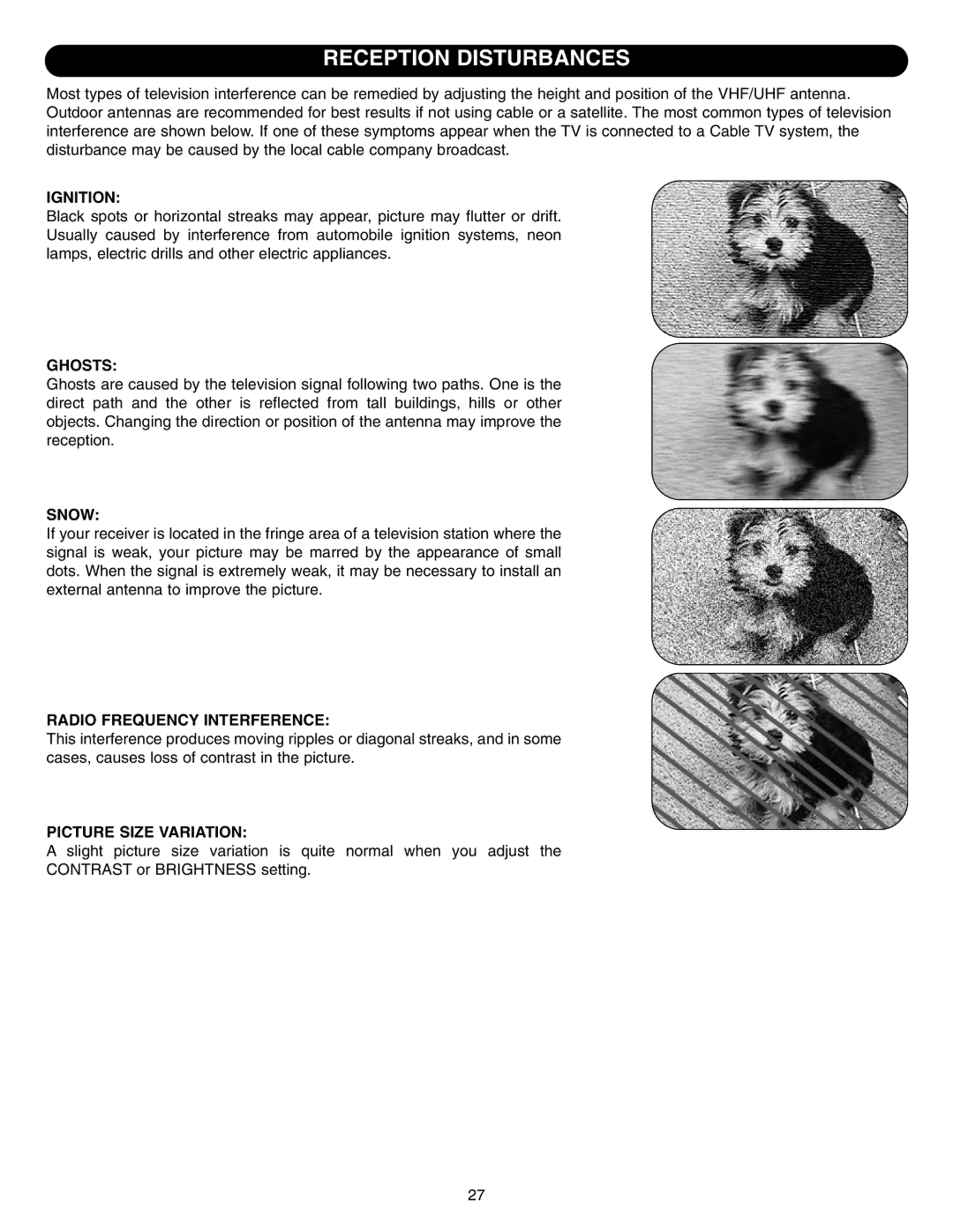 Emerson SB315 manual Reception Disturbances 