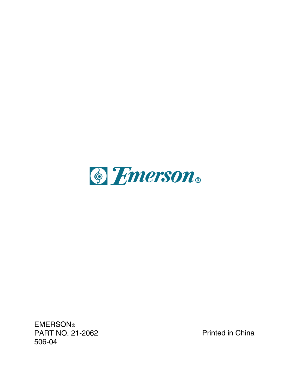 Emerson SB315 manual EMERSON PART NO. 21-2062Printed in China 