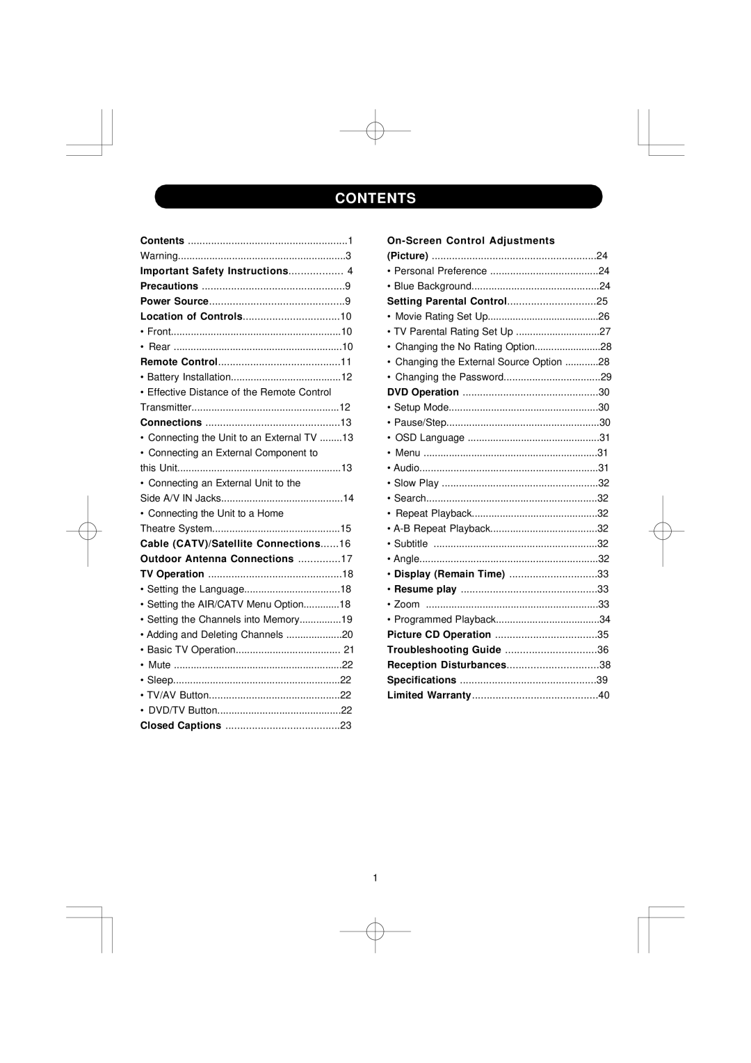 Emerson SB351 owner manual Contents 