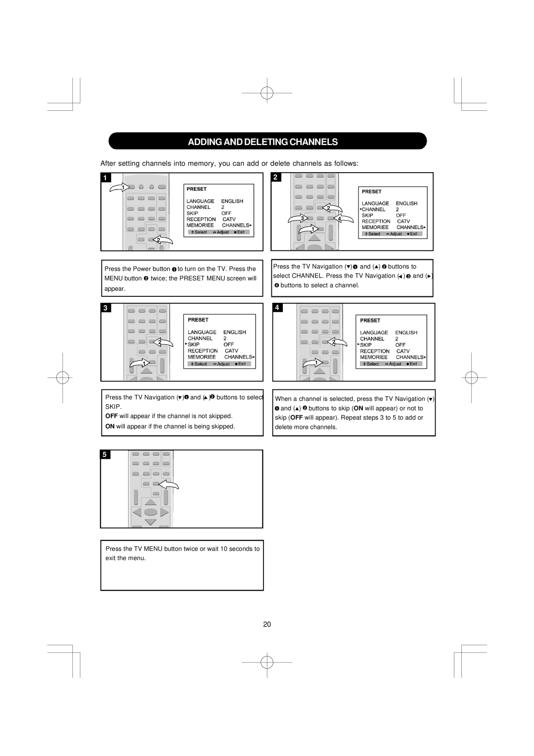 Emerson SB351 owner manual Adding and Deleting Channels 