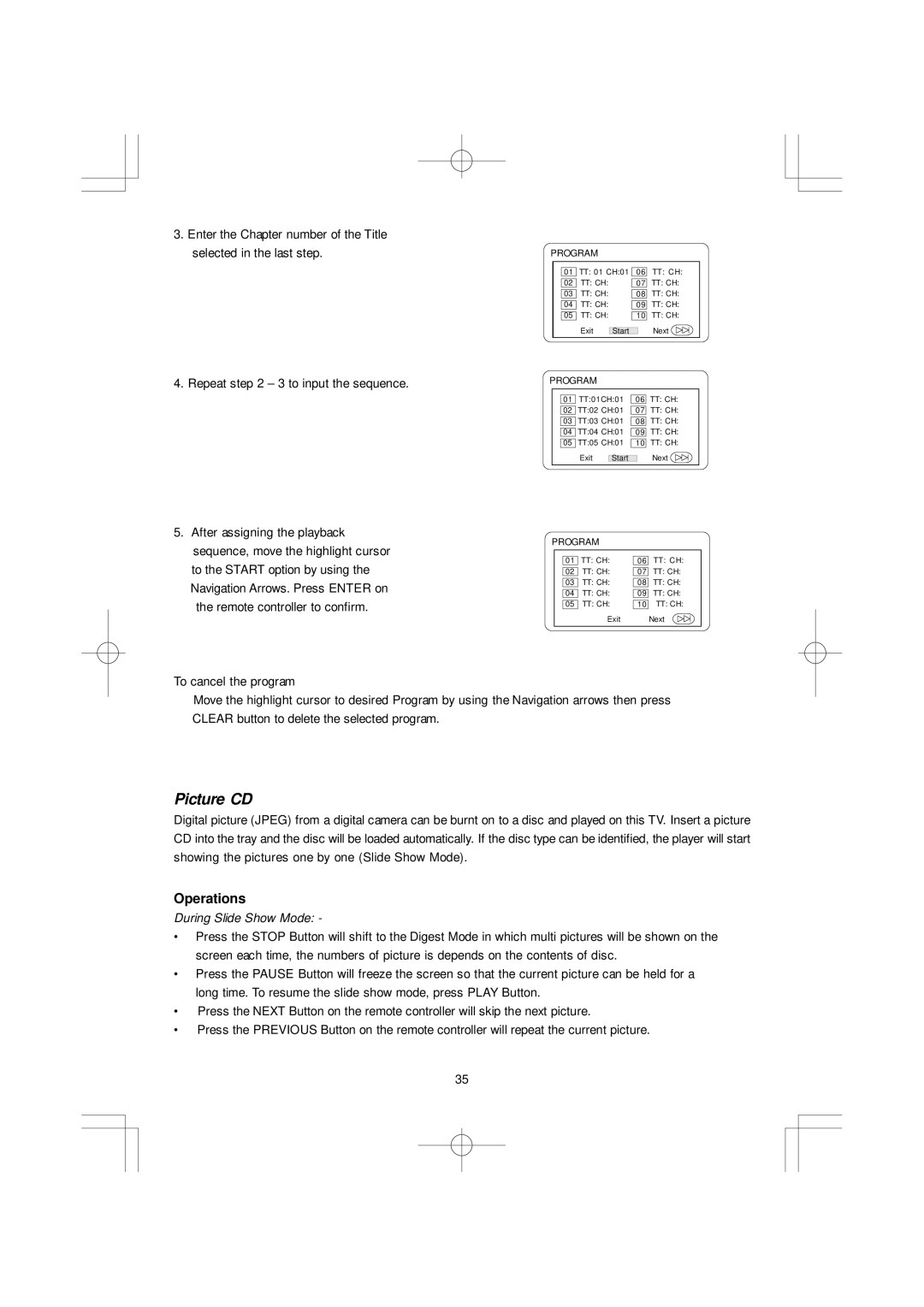 Emerson SB351 owner manual Picture CD 