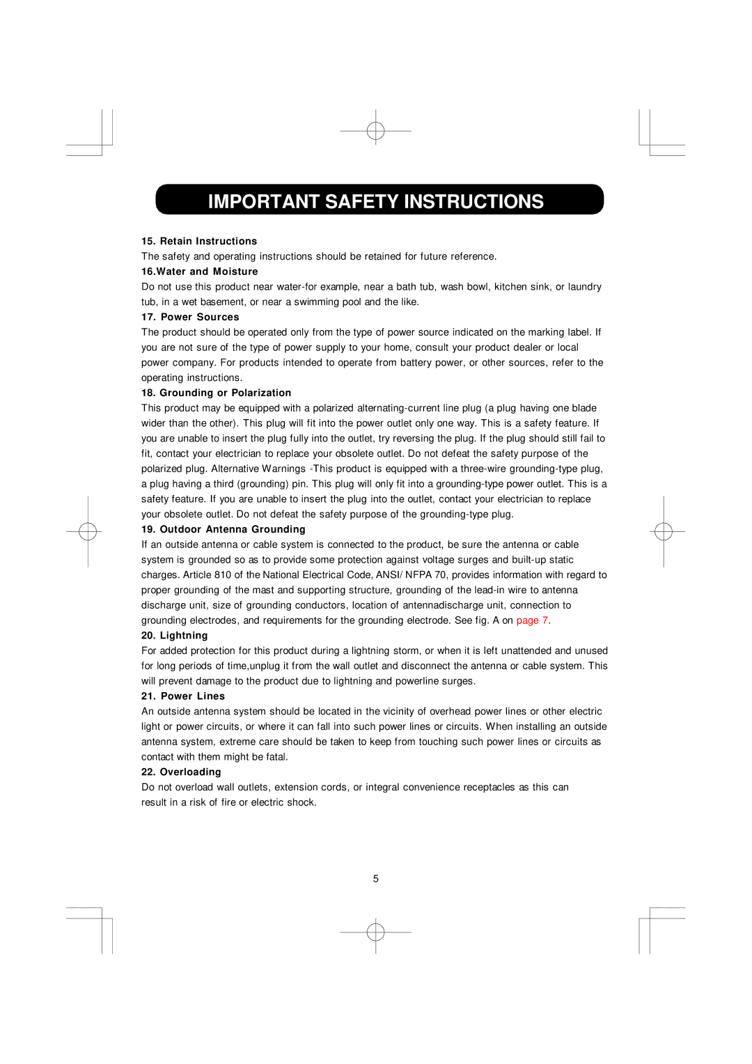 Emerson SB351 owner manual Retain Instructions 