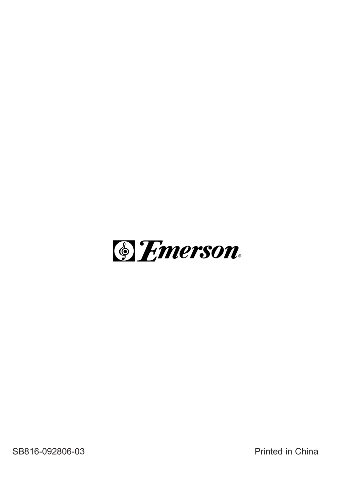 Emerson owner manual SB816-092806-03 