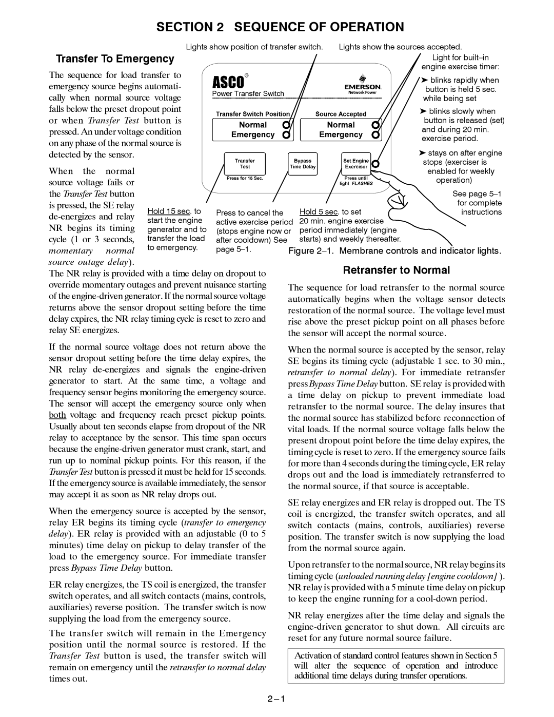 Emerson Series 300 manual Sequence of Operation, Transfer To Emergency 