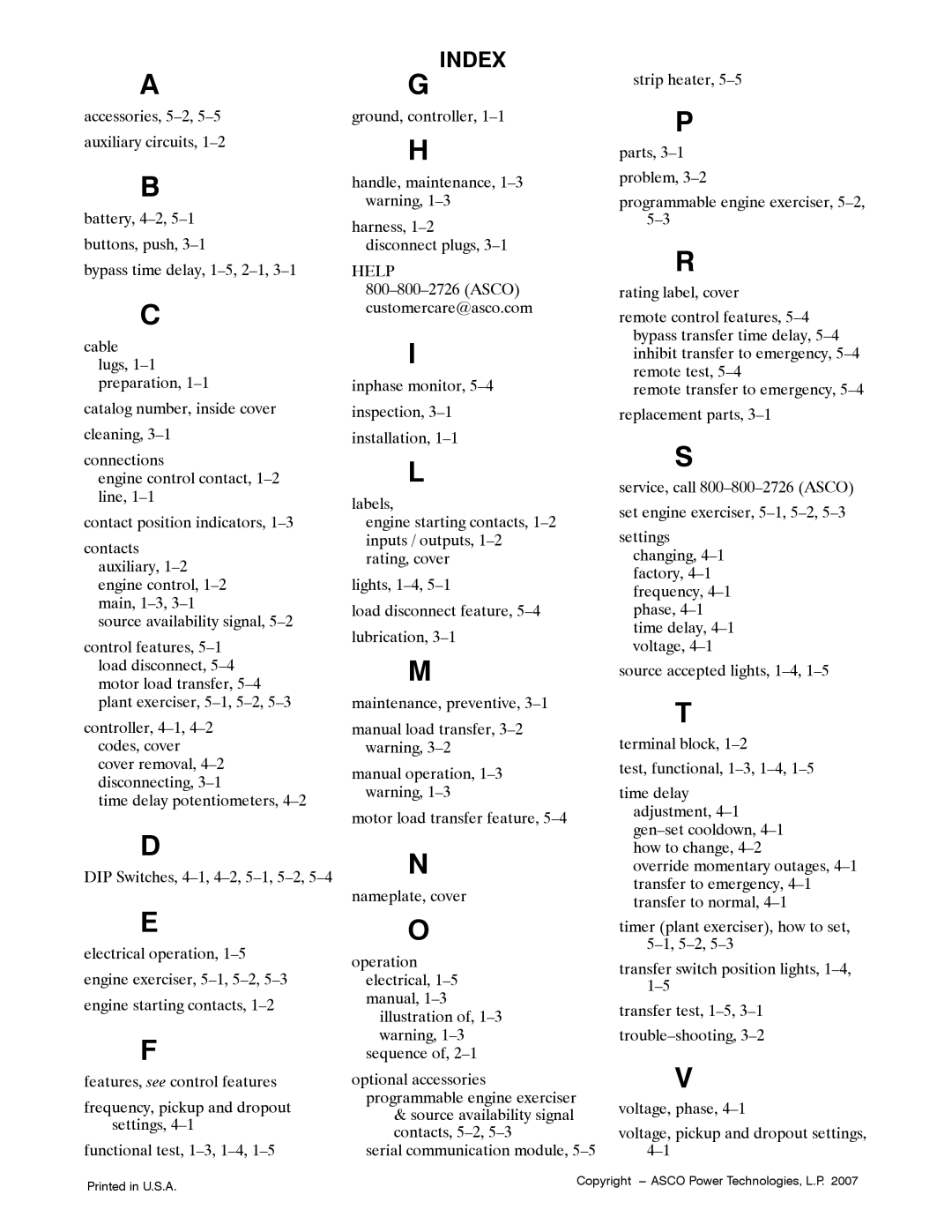 Emerson Series 300 manual Index 