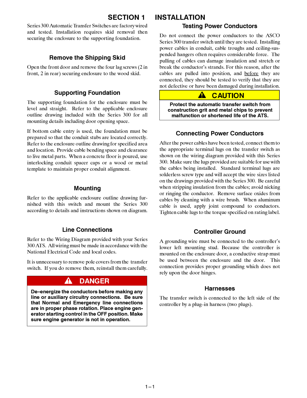 Emerson Series 300 manual Section, Installation 