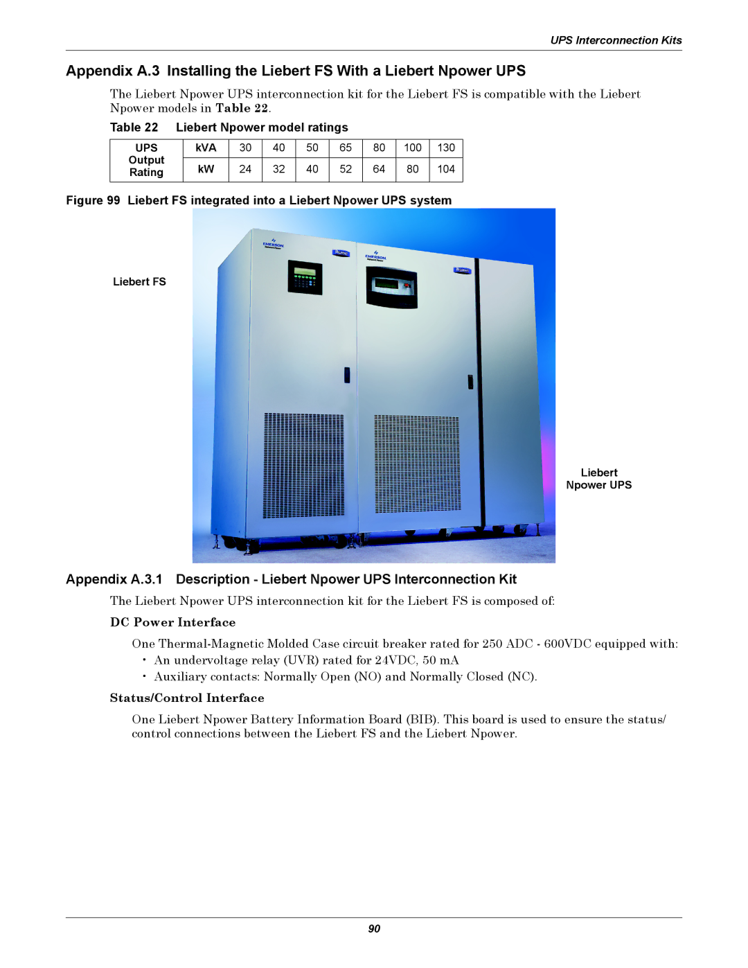 Emerson SERIES 600T, Series 600 user manual Liebert Npower model ratings, Output, Rating, Liebert FS Npower UPS 