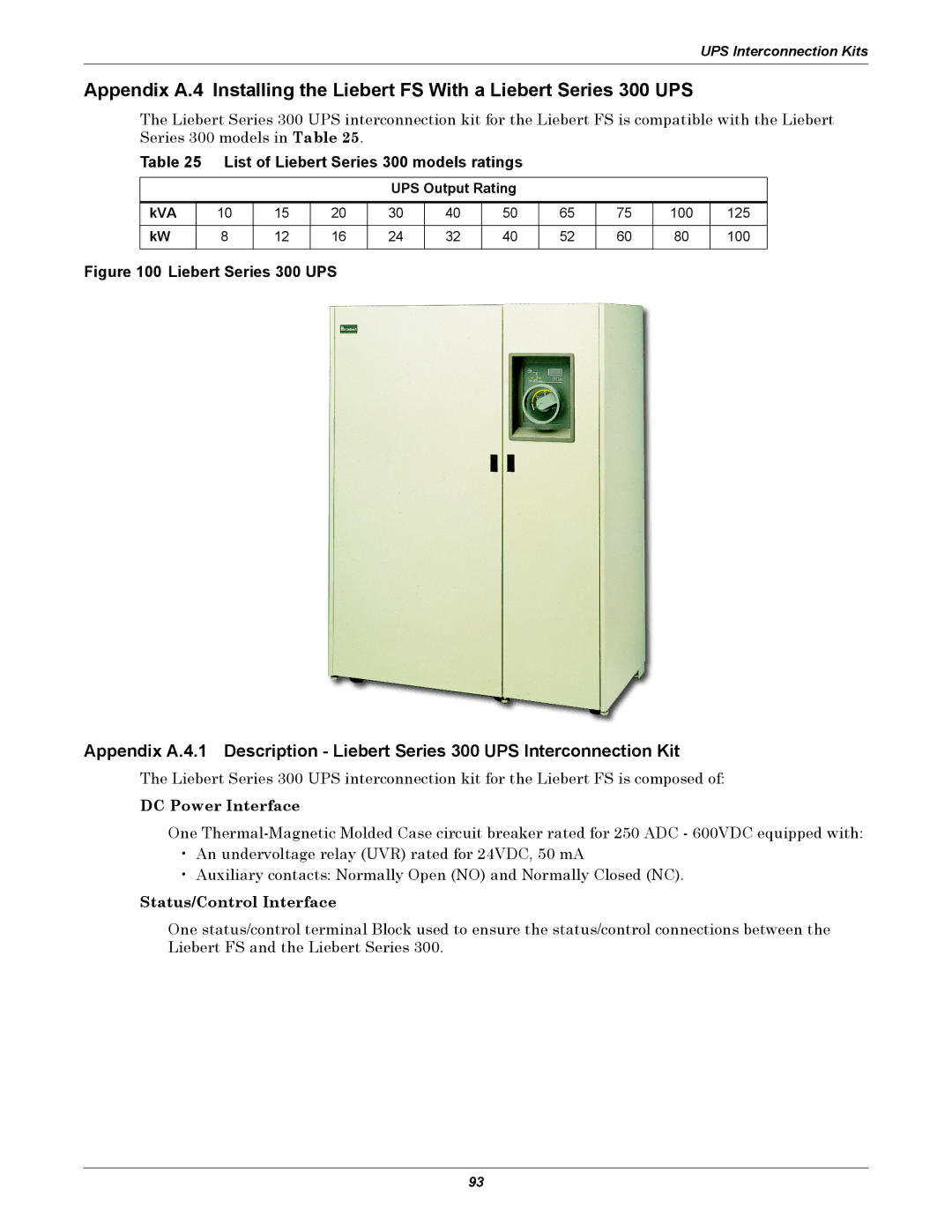 Emerson Series 600, SERIES 600T user manual List of Liebert Series 300 models ratings, Liebert Series 300 UPS 