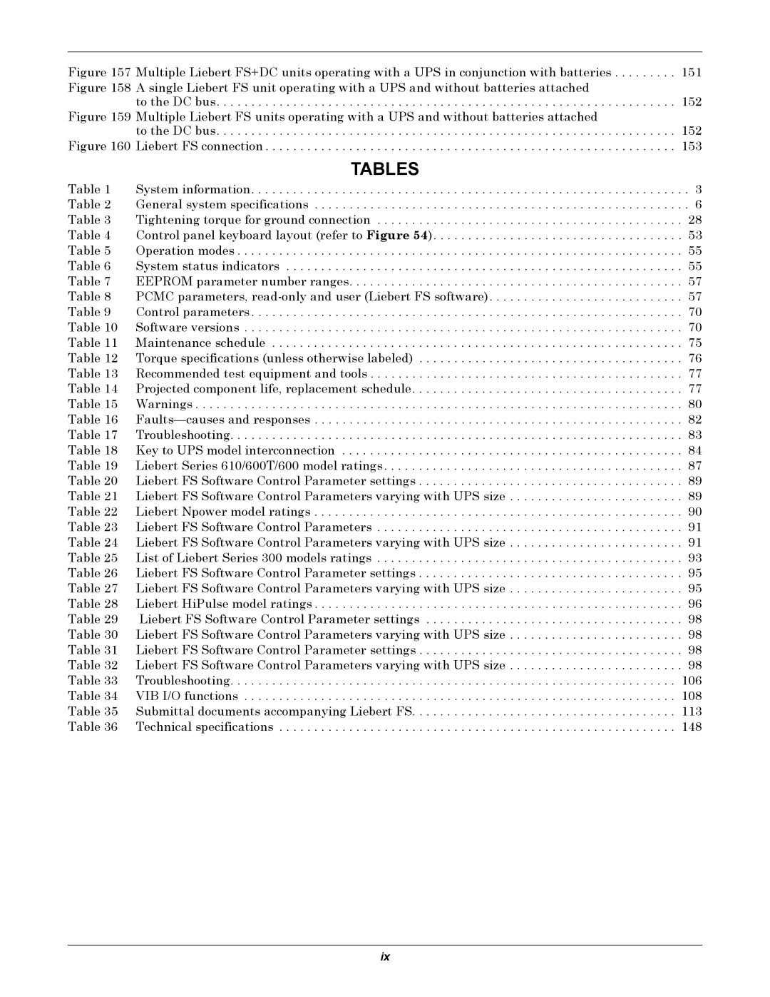 Emerson Series 600, SERIES 600T user manual Tables 