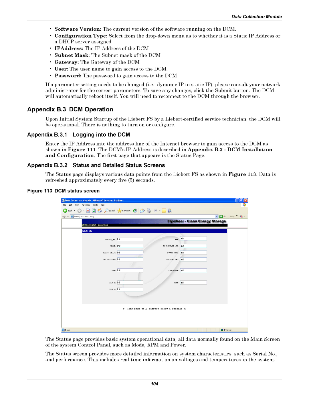 Emerson SERIES 600T, Series 600 user manual Appendix B.3 DCM Operation, Appendix B.3.1 Logging into the DCM 