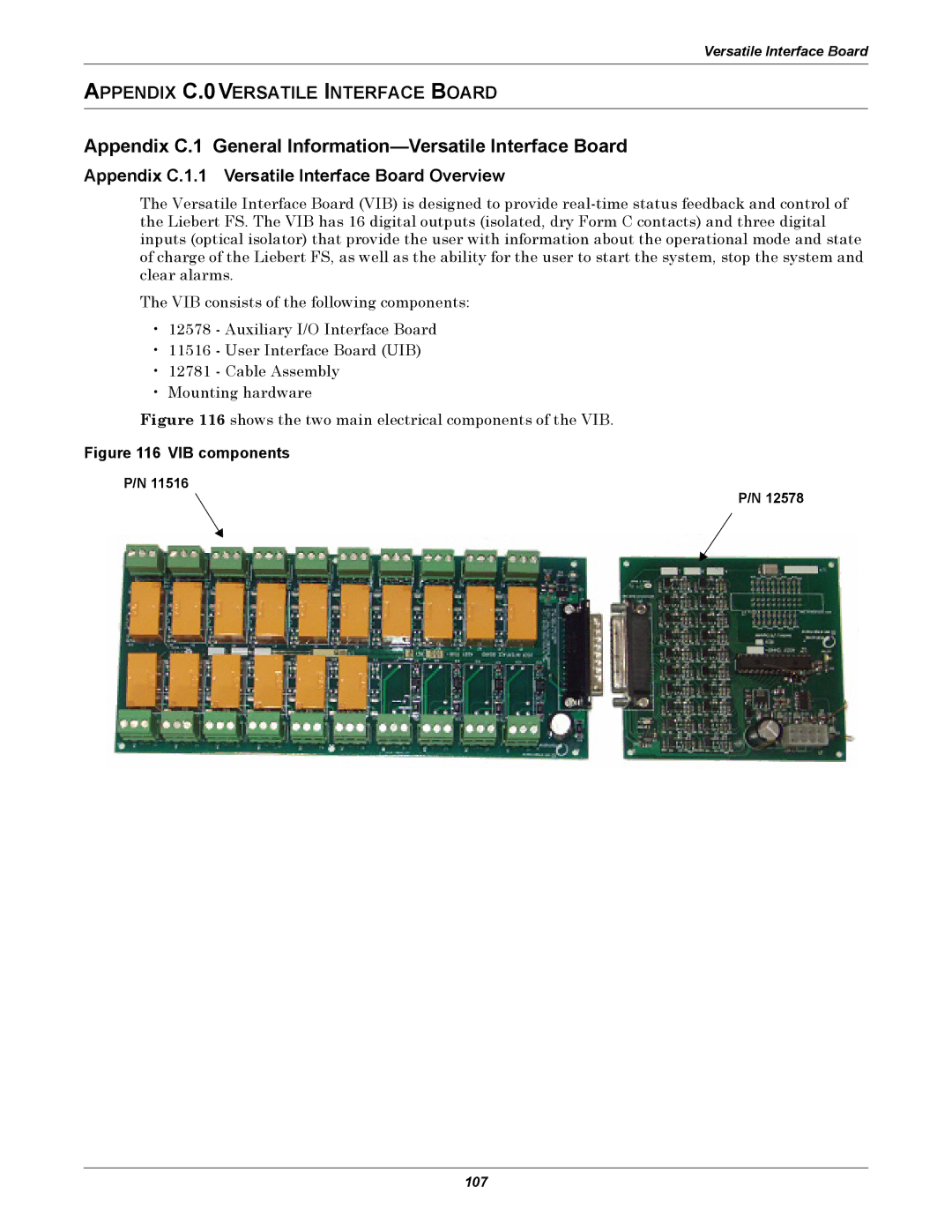 Emerson Series 600, SERIES 600T user manual Appendix C.1 General Information-Versatile Interface Board 