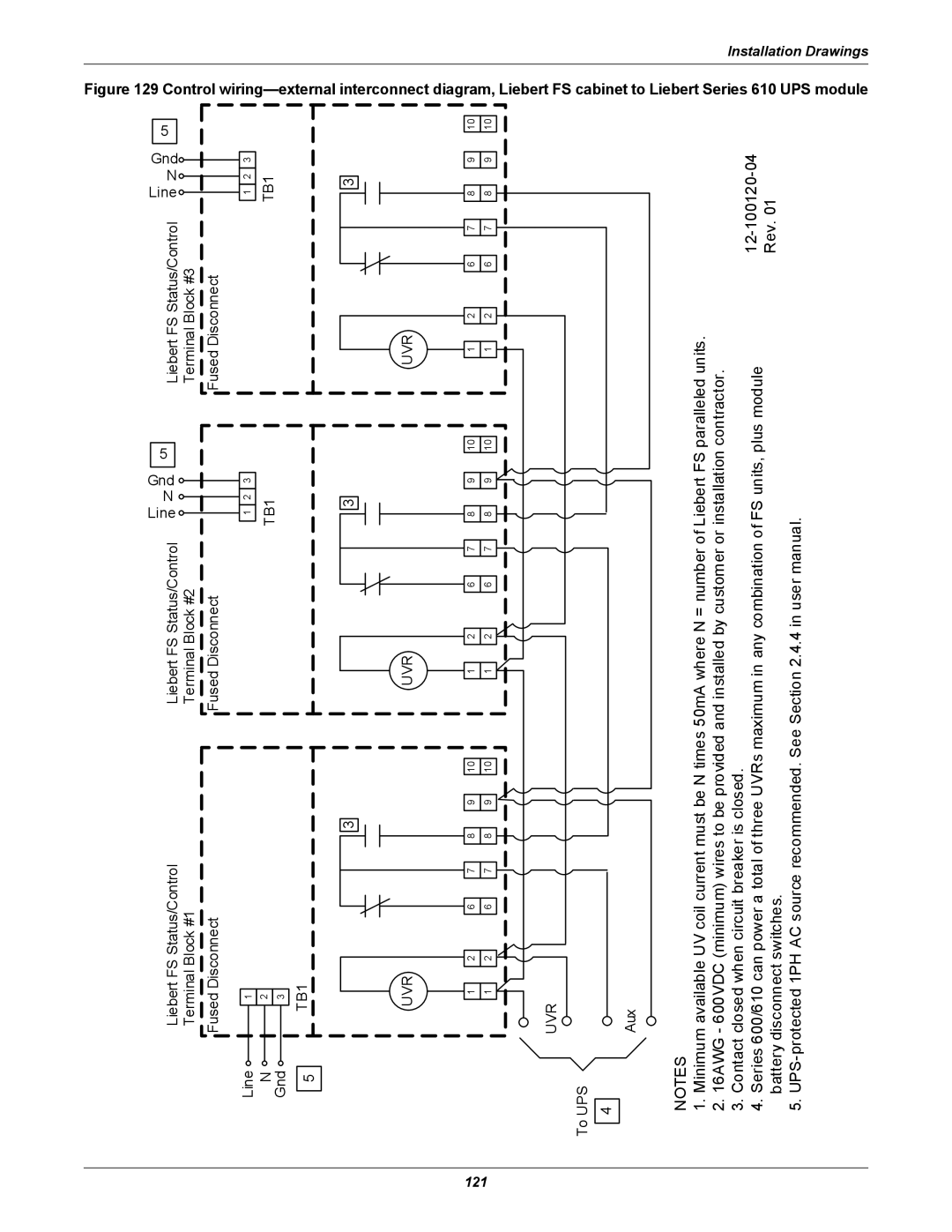 Emerson Series 600 FS cabinet to Liebert Series 610 UPS module, Control wiring-external interconnect diagram, Liebert 