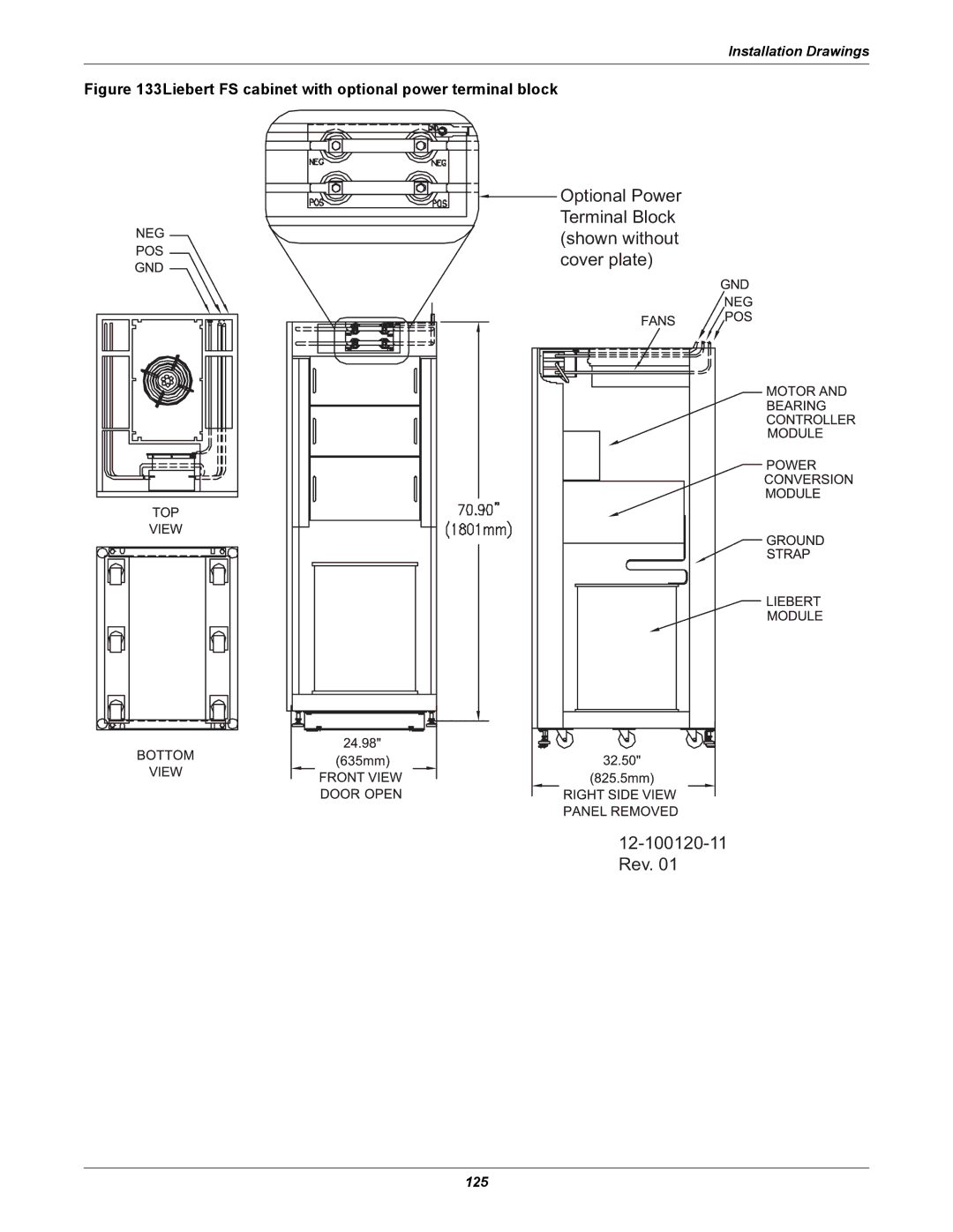 Emerson Series 600, SERIES 600T user manual Liebert FS cabinet with optional power terminal block 